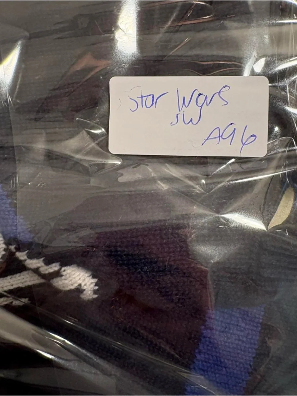 GAP Navy Star Wars Crewneck Sweater with Red, Blue, Yellow Stripes